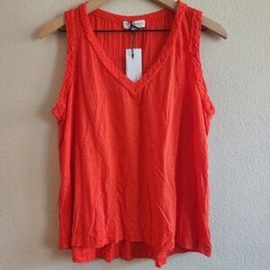 Michael Stars Tank Top Womens Small Dina V Neck Slub Made in USA